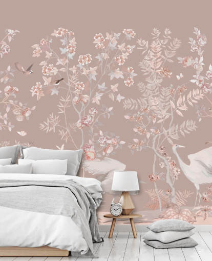 papel pintado pastel pink chinoiserie