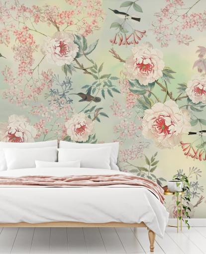 pastel flowers and birds wallpaper pastel flowers and birds wallpaper