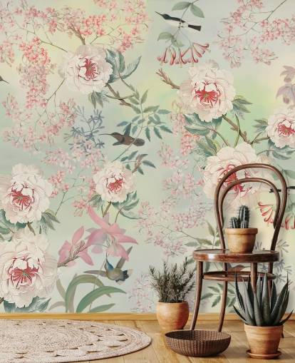 pastellblommor och fåglar tapeter pastellblommor och fåglar tapeter