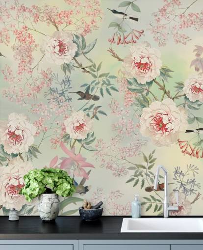 pastel flowers and birds wallpaper pastel flowers and birds wallpaper