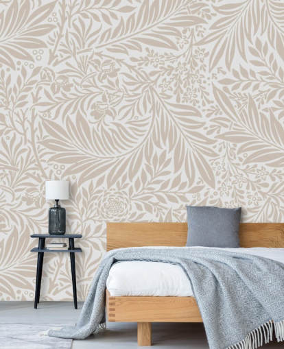 Larkspur mønster tapet i beige af William Morris