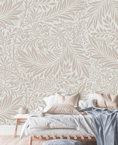 Beige Larkspur-patroonbehang van William Morris