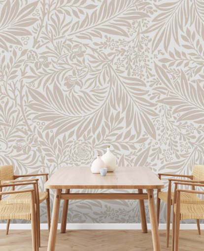 Larkspur pattern wallpaper in beige by William Morris