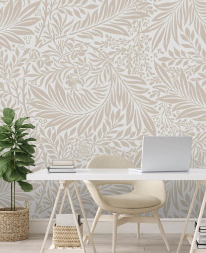 Beige Larkspur-patroonbehang van William Morris