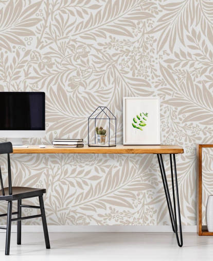 Larkspur mønster tapet i beige af William Morris