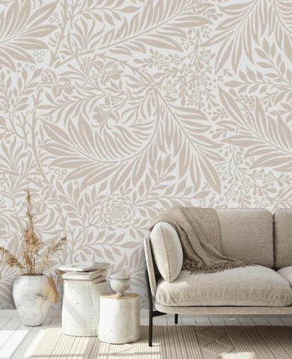 Papel de parede padrão Larkspur em bege por William Morris