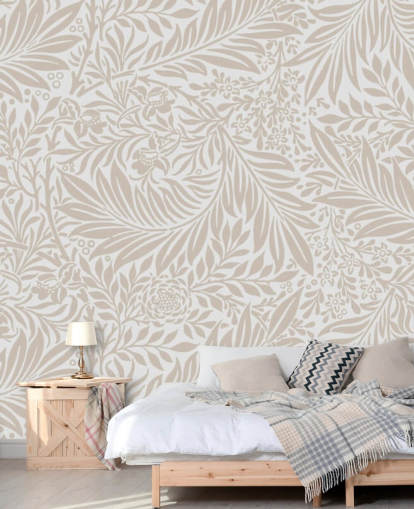 Papel de parede padrão Larkspur em bege por William Morris