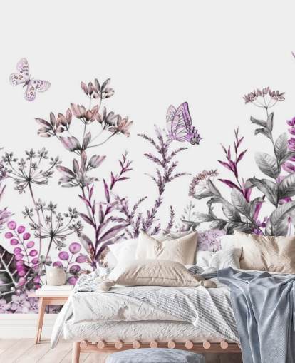 fuchsia meadow florals wallpaper