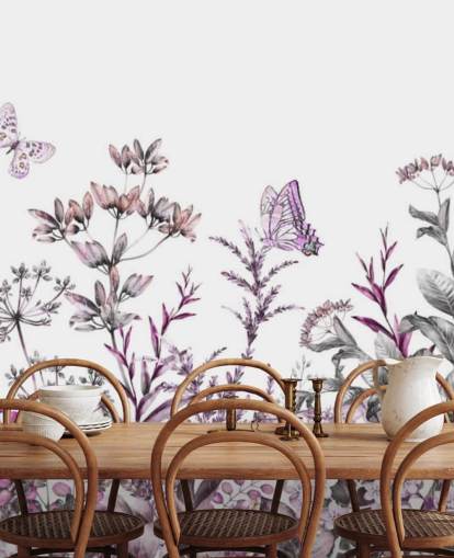 Fuchsia Wiese Florals Tapete