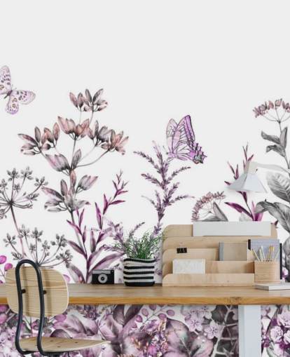 papel pintado fuchsia meadow florals