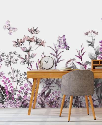 fuchsia meadow florals wallpaper