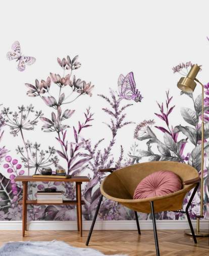 papel de parede floral de prado fúcsia papel de parede floral de prado fúcsia