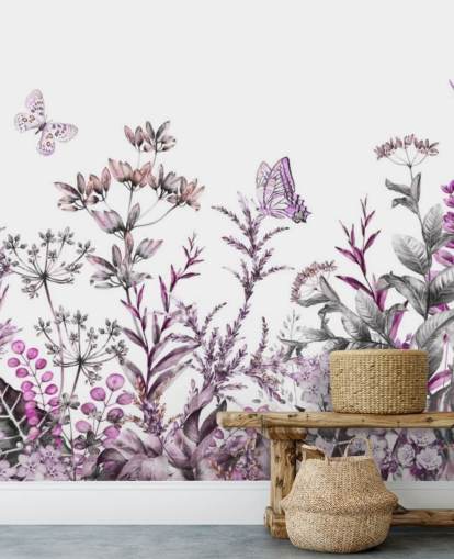 fuchsia meadow florals wallpaper