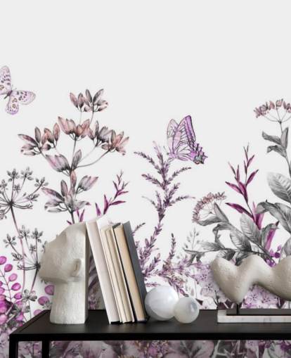 fuchsia meadow florals wallpaper