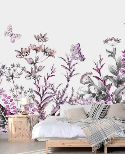 fuchsia meadow florals wallpaper