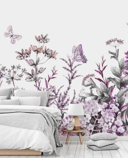 papier peint floral prairie fuchsia