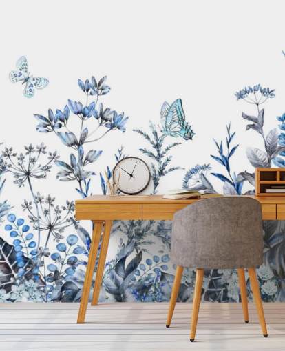 blå og hvit floral tapet blå og hvit floral tapet