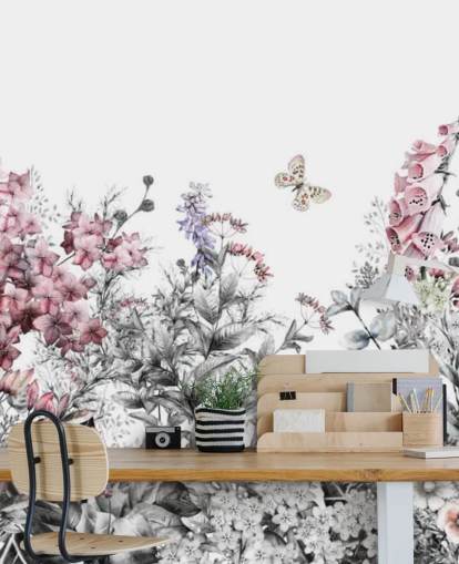 pink, hvid og grå blomster tapet pink, hvid og grå blomster tapet