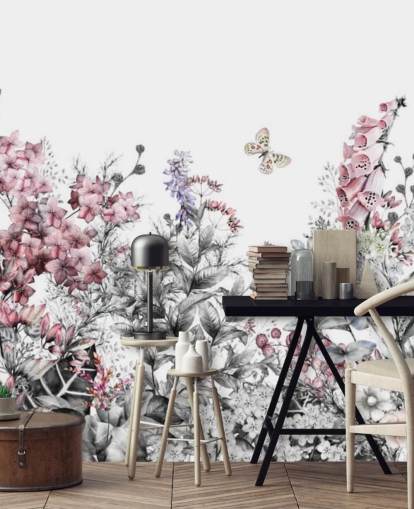 pink, white and grey floral wallpaper pink, white and grey floral wallpaper