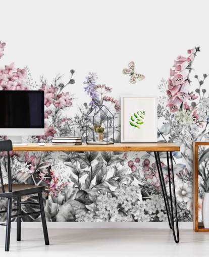 pink, white and grey floral wallpaper pink, white and grey floral wallpaper