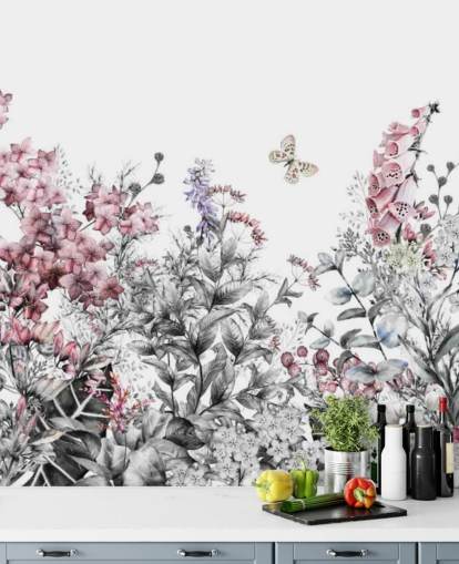 pink, white and gray floral wallpaper pink, white and gray floral wallpaper