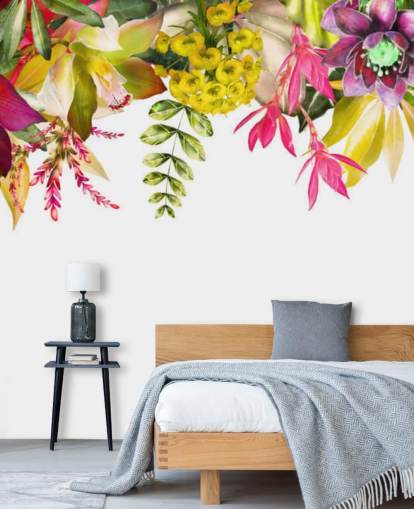 tropical flowers hanging wallpaper