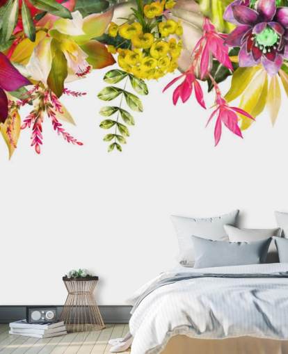 tropical flowers hanging wallpaper