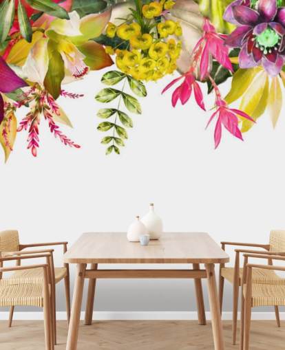 tropical flowers hanging wallpaper