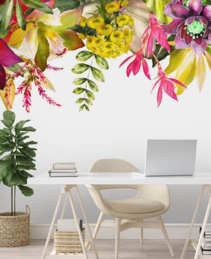 papel pintado de flores tropicales