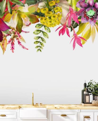 papel pintado de flores tropicales