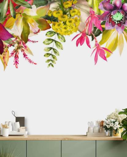 carta da parati con fiori tropicali