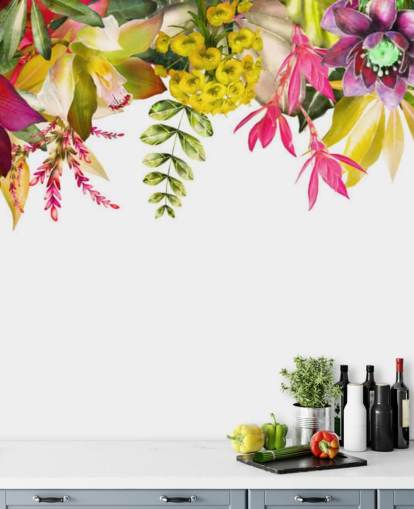 tropical flowers hanging wallpaper