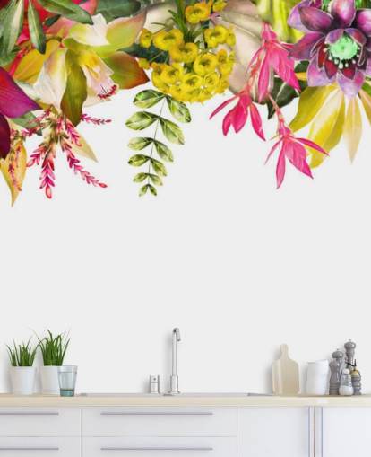 tropical flowers hanging wallpaper