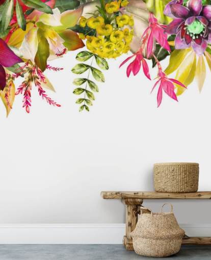 tropical flowers hanging wallpaper
