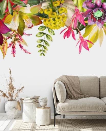 papel pintado de flores tropicales