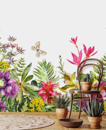 papel pintado flor colorida