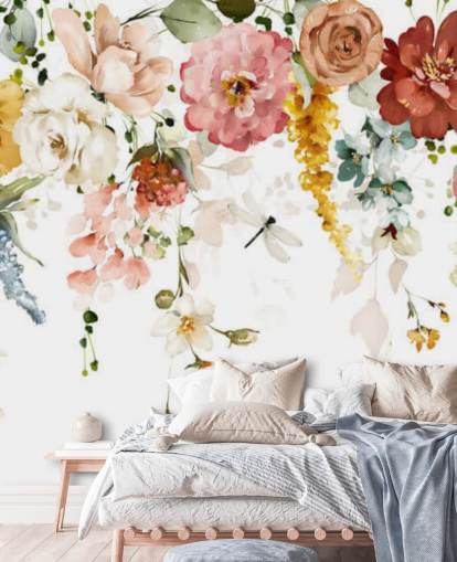 hengende pastell tonet blomster tapet