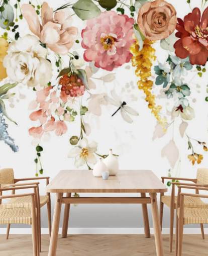 hängande pastell tonade blommor tapeter