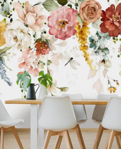 hanging pastel toned flowers wallpaper