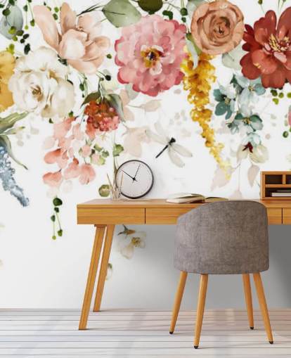 hanging pastel toned flowers wallpaper