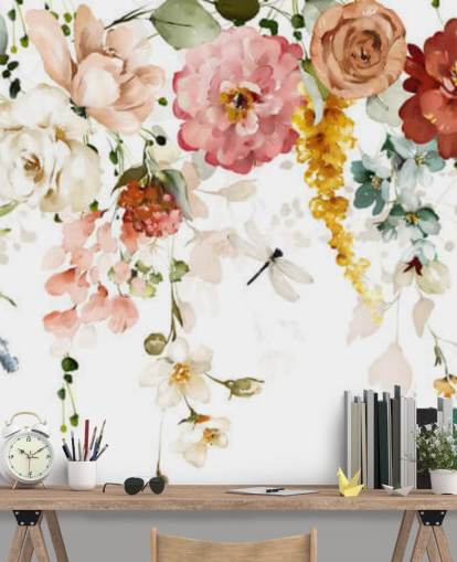 hanging pastel toned flowers wallpaper