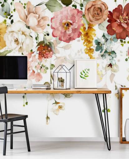 hanging pastel toned flowers wallpaper