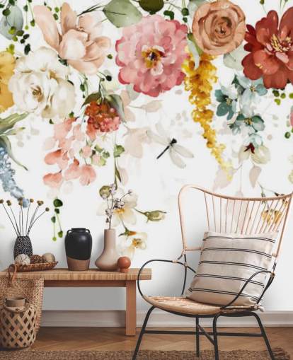 hengende pastell tonet blomster tapet