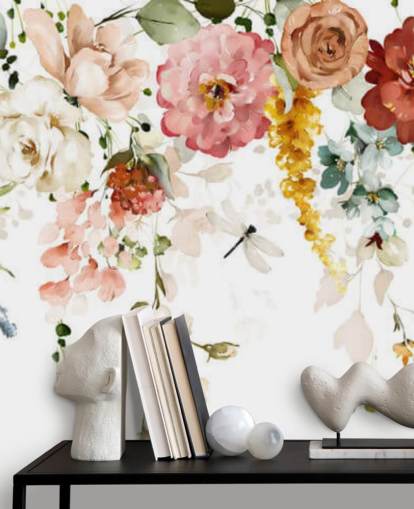 hanging pastel toned flowers wallpaper