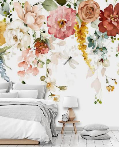 hängande pastell tonade blommor tapeter