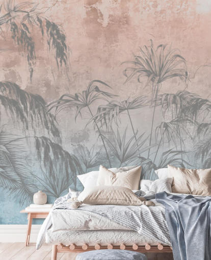 pink and blue palm trees wallpaper