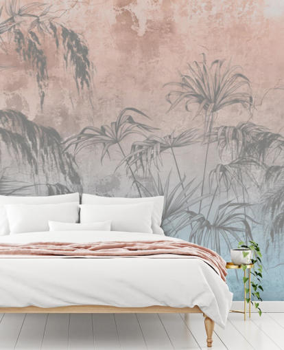 pink and blue palm trees wallpaper