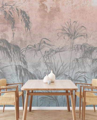 pink and blue palm trees wallpaper