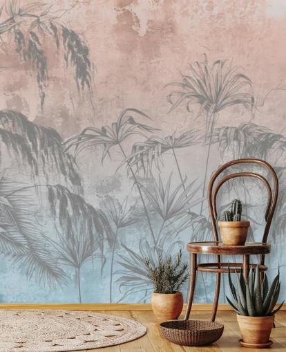 roze en blauwe palmbomen behang roze en blauwe palmbomen behang