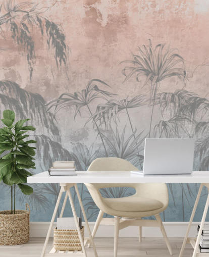 pink and blue palm trees wallpaper